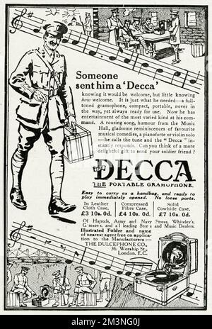 Annonce pour Decca Gramophone portable 1916 Banque D'Images