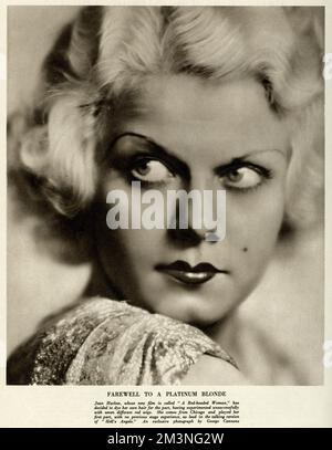 Jean Harlow (1911 1937), actrice américaine, connue sous le nom de "blonde de bombardement" et de "platine Blonde". Ici dans un film appelé "Une femme à tête rouge", a décidé de teindre ici ses propres cheveux pour la partie. Date: 1932 Banque D'Images