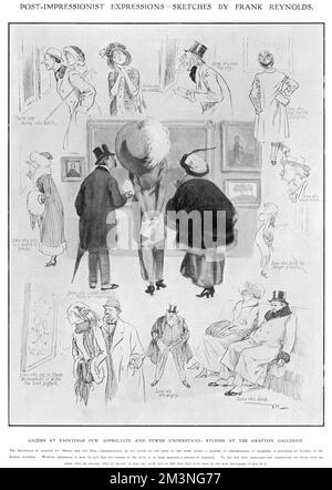Les contempteurs des peintures peu apprécient et moins comprennent: Les croquis de l'exposition 'manet et et post-impressionnistes de 1910-11 aux galeries Grafton. Cette exposition controversée a présenté l'art moderne à la Grande-Bretagne et a été organisée et organisée par Roger Fry 1910 Banque D'Images