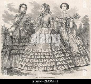 Paris Fashions pour septembre 1859 Banque D'Images