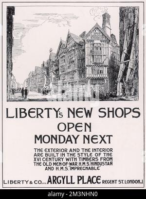 Publicité pour les nouveaux magasins Liberty, Londres Banque D'Images