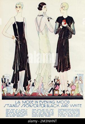 Robes de soirée en noir et blanc 1929 Banque D'Images