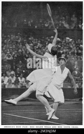 Helen Wills et Edith Cross en action Banque D'Images