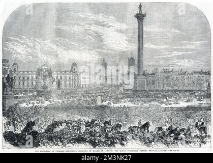 Mariage royal 1863 - procession passant par Trafalgar Sq Banque D'Images