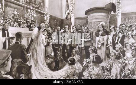 Mariage royal 1935 - dans la chapelle du palais de Buckingham Banque D'Images