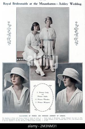 Mountbatten mariage 1922 - demoiselles d'honneur royales Banque D'Images