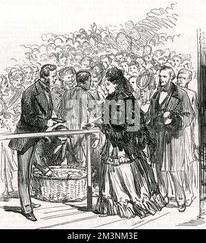 Mariage royal 1874 - distribution de gâteau de mariée Banque D'Images