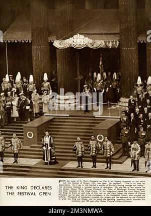Le roi George VI déclare le Festival of Britain ouvert Banque D'Images