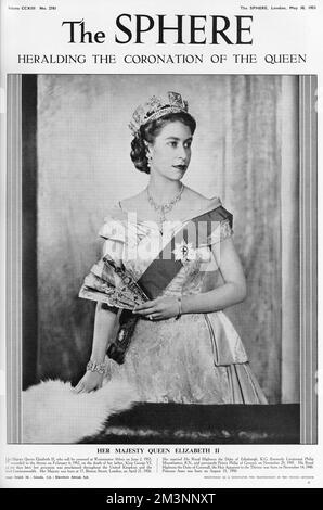 Portrait officiel de la reine Elizabeth II annonçant son prochain couronnement. Date: 1953 Banque D'Images