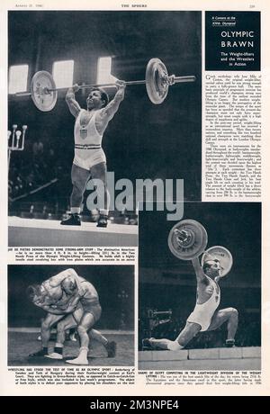 Haltérophiles et lutteurs, Jeux olympiques de Londres de 1948 Banque D'Images