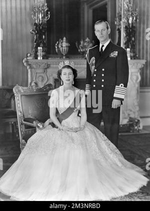 Reine Elizabeth II et duc d'Édimbourg, 1954 Banque D'Images