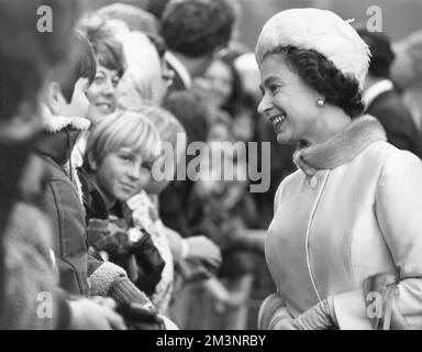 La reine Elizabeth II au Barbican, 1972 Banque D'Images