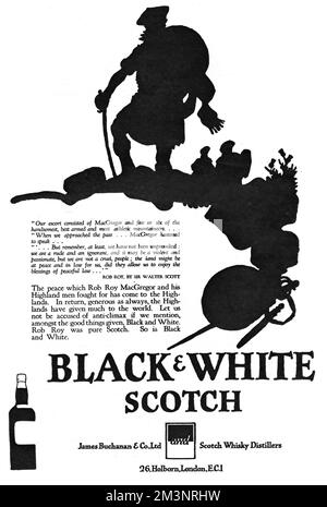 Publicité pour Black & White Whisky Banque D'Images