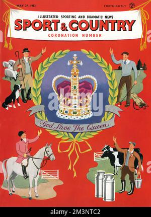 Numéro de couronnement Sport & Country, couverture avant, 1953 Banque D'Images