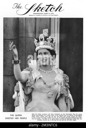 La reine Elizabeth II le jour du couronnement Banque D'Images