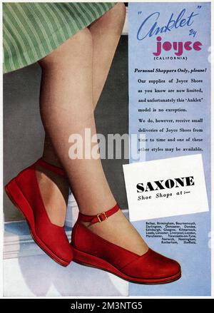 Annonce pour Anklet par Joyce California chaussures 1945 Banque D'Images