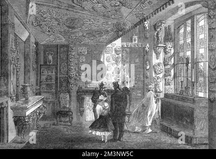 Musée Sir John Soanes à Lincoln Inn Fields, 1864. Les visiteurs victoriens admirent le salon des Monks. Date: 1864 Banque D'Images