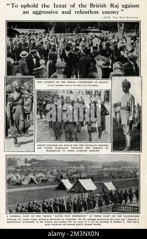 Troupes indiennes arrivant en France, première Guerre mondiale Banque D'Images