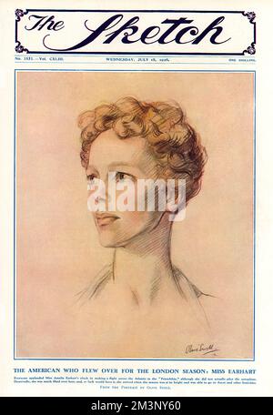 Croquis de couverture mettant en vedette Amelia Earhart par Olive Snell Banque D'Images