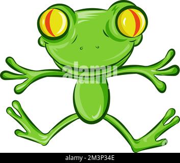 Personnage de dessin animé de grenouille de saut . isolé sur blanc Illustration de Vecteur