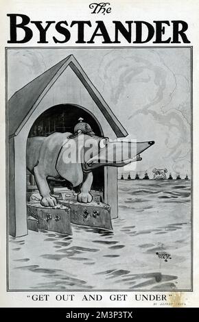 Cartoon, sortez et passez, WW1 Banque D'Images