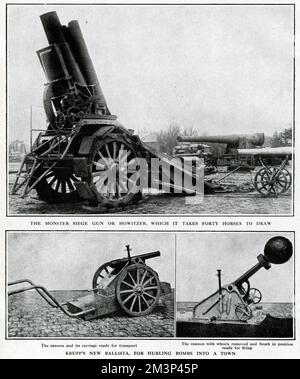 Canons allemands fabriqués par Krupp, WW1 Banque D'Images