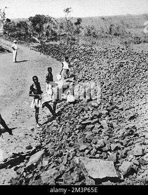 Construction du barrage de la rivière Dangu Banque D'Images