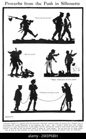 Proverbe du Push in Silhouette de H. L. Oakley Banque D'Images
