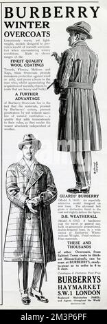 Annonce pour Burberry Winter manteaux 1923 Banque D'Images