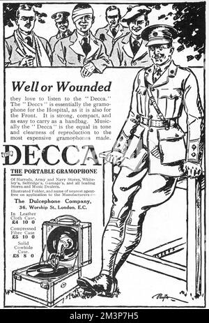 Decca Gramophone Advertisement, WW1 Banque D'Images