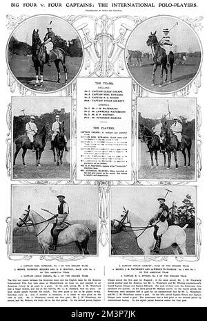 Équipes de polo Angleterre et Amérique, 1913 Banque D'Images