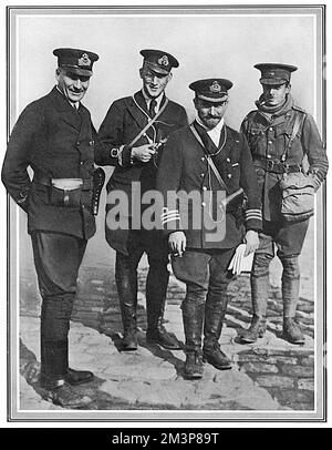 Commandant Samson avec d'autres aviateurs britanniques, WW1 Banque D'Images