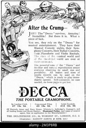 Publicité Decca, WW1 Banque D'Images