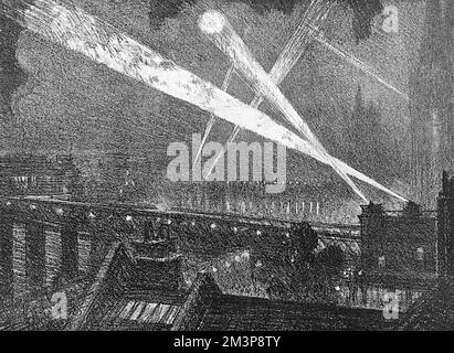 Projecteurs à Londres 1914, par Joseph Pennell Banque D'Images