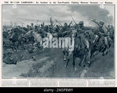 Russes combattant les Allemands 1914, première Guerre mondiale Banque D'Images