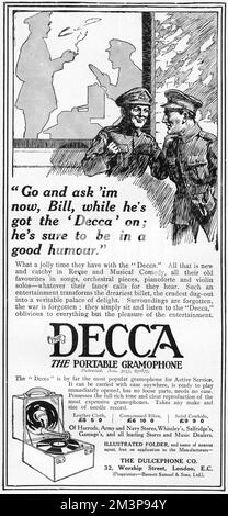 Publicité Decca, WW1 Banque D'Images