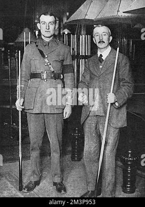 Joueur de billard J. Graham Symes en kaki, WW1 Banque D'Images