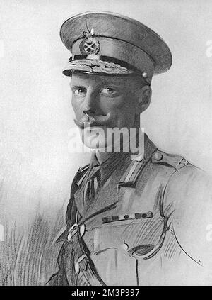 Le Brigadier-général Borlase Edward Wyndham Childs, CMG (1876-1946), directeur des services personnels dans l'Armée britannique pendant la première Guerre mondiale, dessiné par le lieutenant Percival Anderson. Son poste comprenait la supervision de la discipline dans l'armée. Il étudia à l'origine le droit et obtint une commission dans l'infanterie légère du duc de Cornouailles en 1900. Il a atterri en Afrique du Sud juste après que la paix ait été conclue, mais a acquis sa première expérience de travail en tant que Garrison Adjutant au Cap. Il est allé en France à l'état-major du GHQ en 1914, adn est devenu Adjutant-général adjoint, un poste qu'il a occupé jusqu'en 191 Banque D'Images