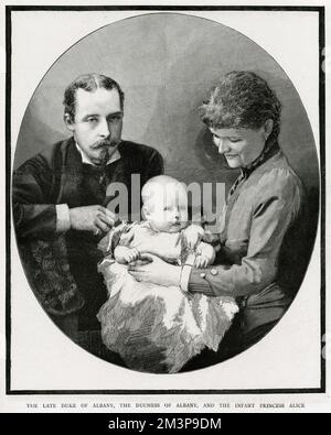 Prince Léopold et Princesse Helena avec l'enfant Princesse Alice Banque D'Images