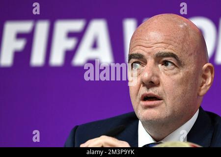 Doha, Qatar. 16th décembre 2022. Gianni INFANTINO, président de la FIFA, image unique, motif unique coupé, portrait, portrait, portrait. Conférence de presse de la FIFA sur 16.22.2022. Clôture de la conférence de presse. Coupe du monde de football 20122 au Qatar à partir de 20,11. - 18.12.2022 ? Credit: dpa/Alay Live News Banque D'Images