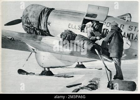 Lincoln Ellsworth et le vol trans-Antarctique du pilote Banque D'Images