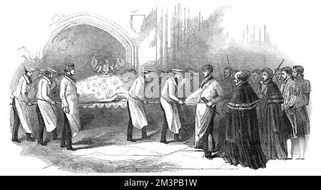 Amener le baron de boeuf dans le Guildhall le jour du Maire, le 1847 novembre. 1847 Banque D'Images
