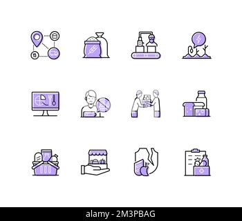 Produits, nutrition et faim - moderne coloré ligne design icônes de style Illustration de Vecteur