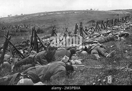 Les troupes britanniques ont bivouaqué avant l'attaque sur la somme, première Guerre mondiale Banque D'Images