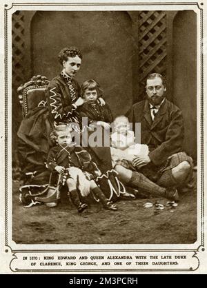 Prince & Princesse de Galles avec deux fils et la Princesse Maud Banque D'Images