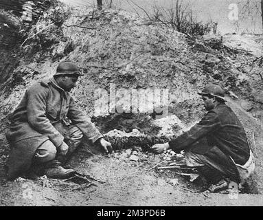 Prises de rats français dans les tranchées, 1916, WW1 Banque D'Images