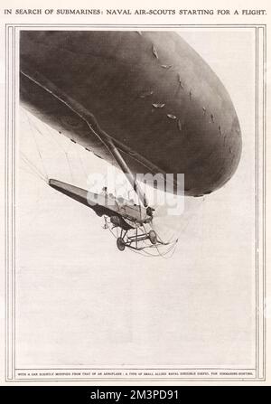 Éclaireur aérien naval dans un dirigeable, première Guerre mondiale Banque D'Images