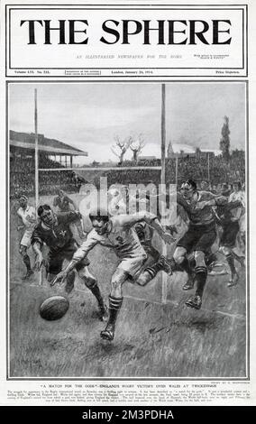 Angleterre victoire au rugby 1914 Banque D'Images