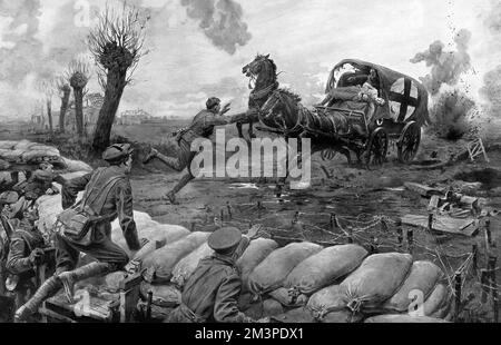 Avec le RAMC sur le front occidental, WW1 Banque D'Images