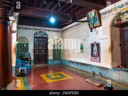 Dans un manoir de Chettiar, Tamil Nadu, Kanadukathan, Inde Banque D'Images